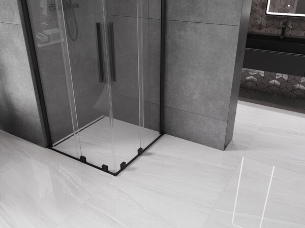 Mexen Velar Duo, cabină de duș cu ușă glisantă 90 (uşă) x 90 (uşă) cm, sticlă transparentă de 8 mm, profil negru mat, 871-090-090-02-70