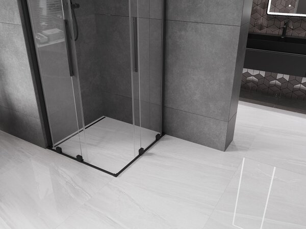 Mexen Velar Duo, cabină de duș cu ușă glisantă 90 (uşă) x 90 (uşă) cm, sticlă transparentă de 8 mm, profil negru mat, 871-090-090-02-70