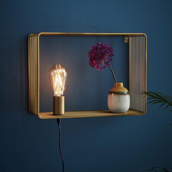 Lampă de perete Markslöjd, Shelf, Auriu / Alamă, Camera de zi, Metal, Scandinavă