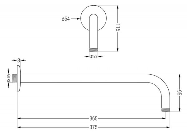 Mexen braț de duș montat pe perete 40 cm Albă - 79211-20