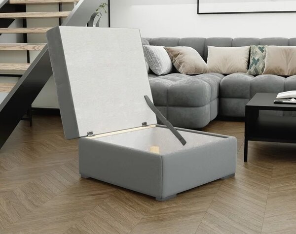Taburet albastru inchis ZENOVA cu spatiu de depozitare 65x65 cm