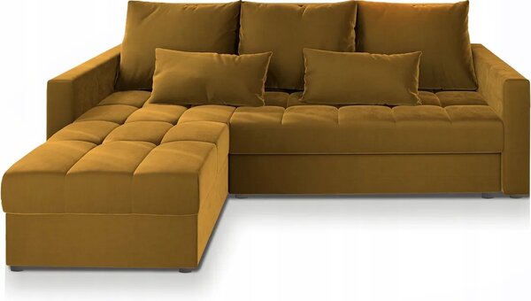 Galben mustar canapea coltar extensibil ZENOVA 220 x 140 cm, reversibila