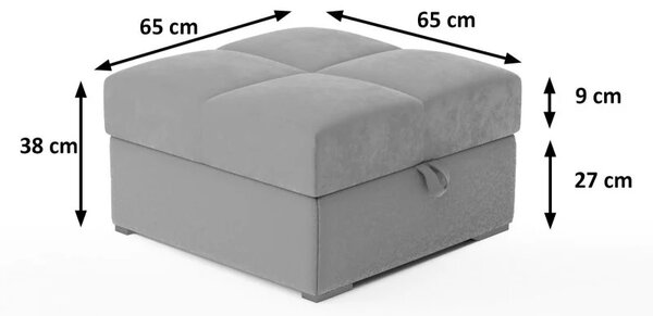 Taburet albastru inchis ZENOVA cu spatiu de depozitare 65x65 cm