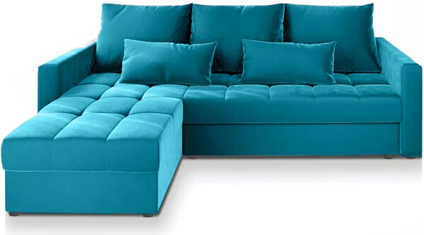 Canapea coltar extensibil ZENOVA 220 x 140 cm, reversibila - albastru