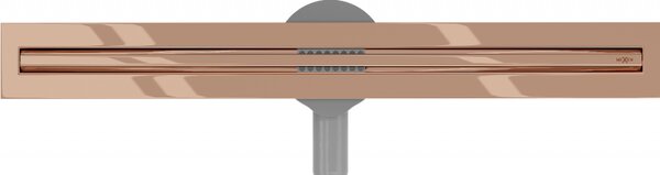 Sifon de duș Mexen plat din oțel inoxidabil cu sifon rotativ 360° 60 cm, model SLIM, roz-auriu, 1641060