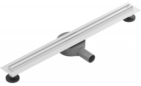Sifon de duș Mexen plat din oțel inoxidabil cu sifon rotativ 360° 60 cm, model SLIM, alb, 1241060