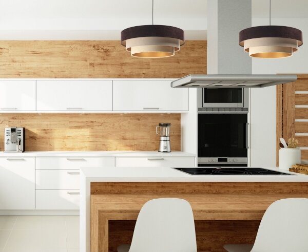 Lustr TRINITI 1xE27/60W/230V pe cablu, maro/bej/auriu