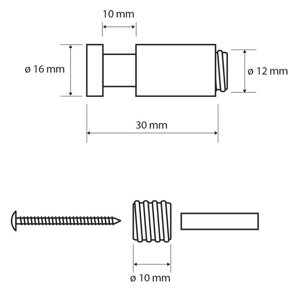 Sapho Sapho, cârlig X-ROUND WHITE 30mm, alb mat, XR212W