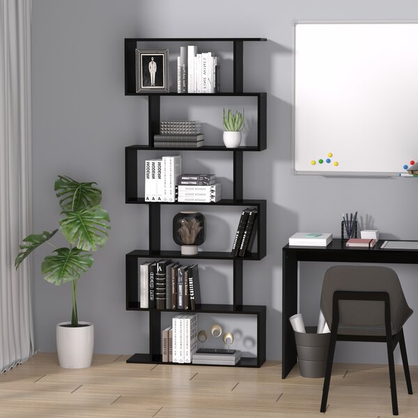 HOMCOM Bibliotecă din Lemn, Design Modern cu 6 Rafturi, 80x23x192 cm, Negru | Aosom Romania