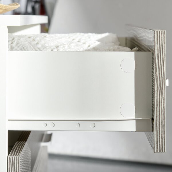 HOMCOM Comodă Modernă cu 4 Sertare, Manere din Aluminiu, Structură din Lemn, 76x35x72 cm, Alb și Gri | Aosom Romania