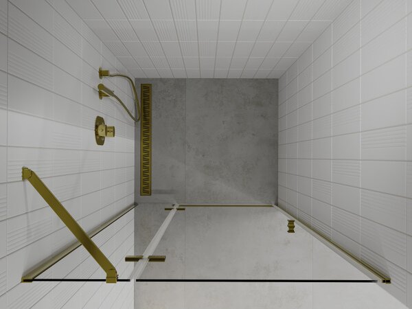 Mexen Roma, usa de dus pentru deschidere 70 x 190 cm, sticla transparenta 6 mm, profil auriu, 854-070-000-50-00