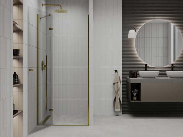 Mexen Roma, usa de dus pentru deschidere 70 x 190 cm, sticla transparenta 6 mm, profil auriu, 854-070-000-50-00