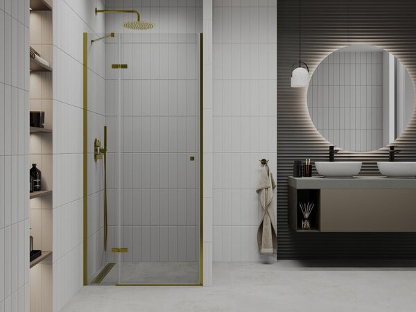 Mexen Roma, usa de dus pentru deschidere 70 x 190 cm, sticla transparenta 6 mm, profil auriu, 854-070-000-50-00