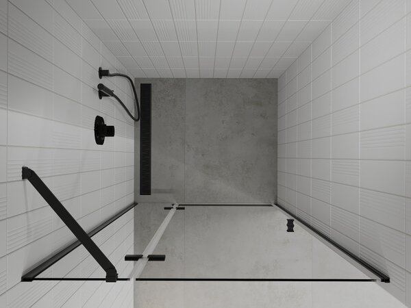 Mexen Roma, usa de dus pentru deschidere 70 x 190 cm, sticla transparenta 6 mm, profil negru, 854-070-000-70-00