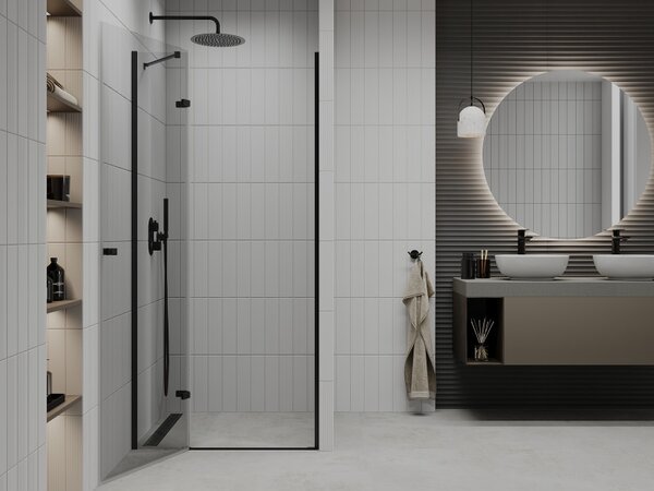 Mexen Roma, usa de dus pentru deschidere 70 x 190 cm, sticla transparenta 6 mm, profil negru, 854-070-000-70-00