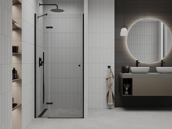 Mexen Roma, usa de dus pentru deschidere 70 x 190 cm, sticla transparenta 6 mm, profil negru, 854-070-000-70-00