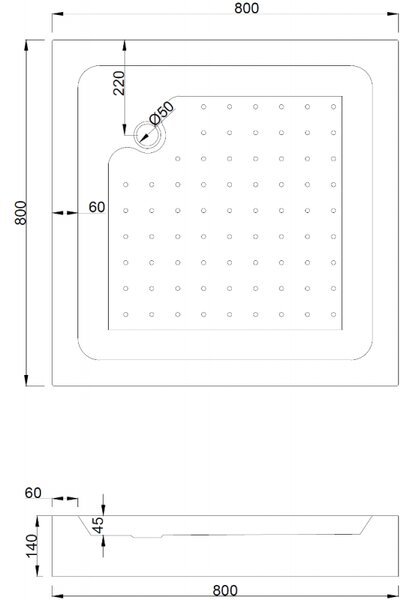 Mexen Rio, duș pătrat cu ușă glisantă 80(uşă) x 80(uşă) x 190 cm, sticlă mată 6mm, profil crom + cadă de duș RIO albă, 860-080-080-01-30-4510