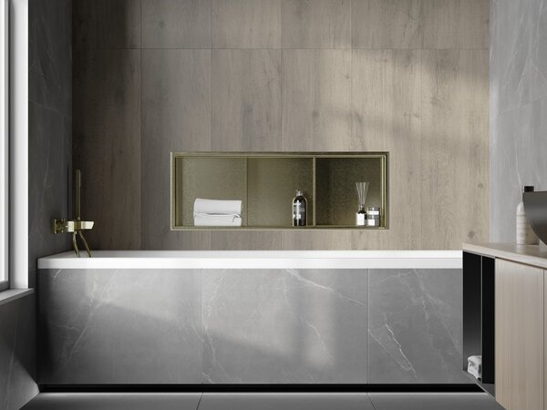 Mexen X-Wall-R, raft încastrat de perete cu guler 90 x 30 cm, auriu, 1950903010S