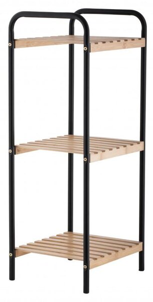 Erga Oscar, raft metalic cu trei rafturi pentru baie 31x26x74 cm, negru-maro natural, ERG-YKA-P.OSCAR