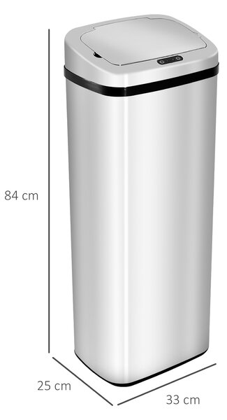 HOMCOM cos de gunoi cu senzor inox elegant 50L cu infrarosu | Aosom Romania