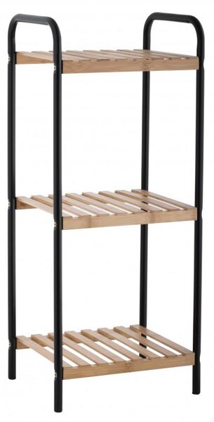 Erga Oscar, raft metalic cu trei rafturi pentru baie 31x26x74 cm, negru-maro natural, ERG-YKA-P.OSCAR