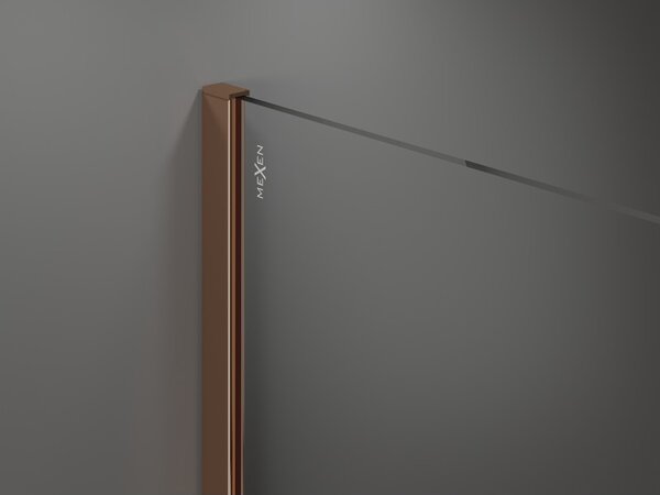 Mexen Kioto, paravan de dus 80x200 cm, sticla transparenta 8mm cu model alb, profil auriu roz, 800-080-101-60-85
