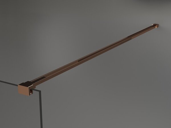Mexen Kioto, paravan de duș 100 x 200 cm, sticlă transparentă de 8 mm - model negru, 2x distanțier stabilizator auriu, profil auriu roz, 800-100-002-…