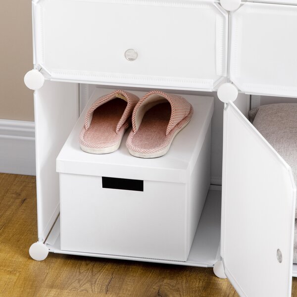 HOMCOM Dulap Modular pentru Haine și Pantofi din 6 Cuburi, Design Practic, 75x37x73 cm, Alb | Aosom Romania