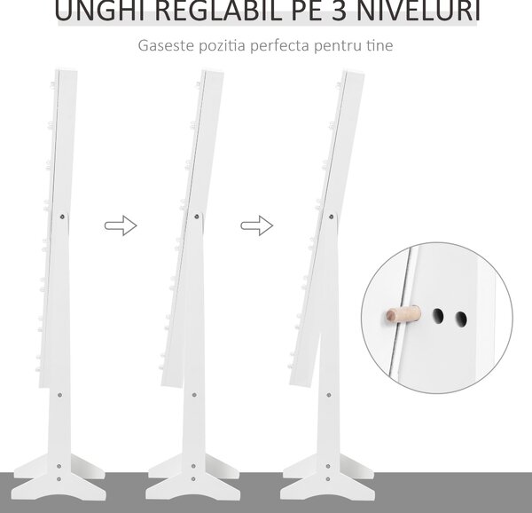 Dulap cu oglinda HOMCOM, pentru bijuterii, spatiu mare de stocare, MDF 36x30x136cm | Aosom RO