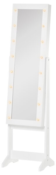Dulap cu oglinda HOMCOM, pentru bijuterii, spatiu mare de stocare, MDF 36x30x136cm | Aosom RO