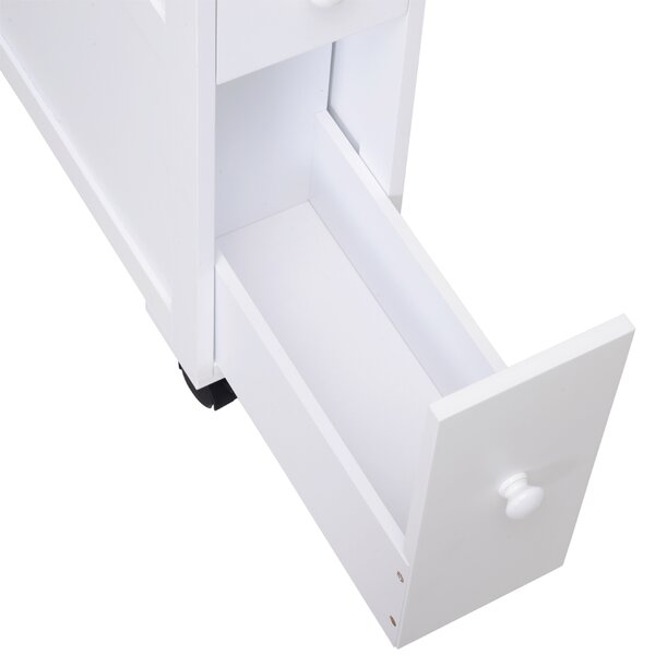 HOMCOM Mobilier Baie din Lemn, Rafturi și 2 Sertare, 16x52x66 cm, Design Modern, Alb | Aosom Romania