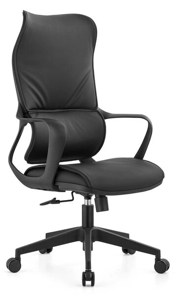 Scaun ergonomic, mecanism inclinare/blocare, suport lombar adaptiv, PU, Negru