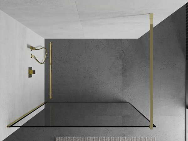 Paravan de dus Mexen Kioto 70x200 cm 8 mm, profil auriu, rama sticla neagra, 800-070-101-50-70