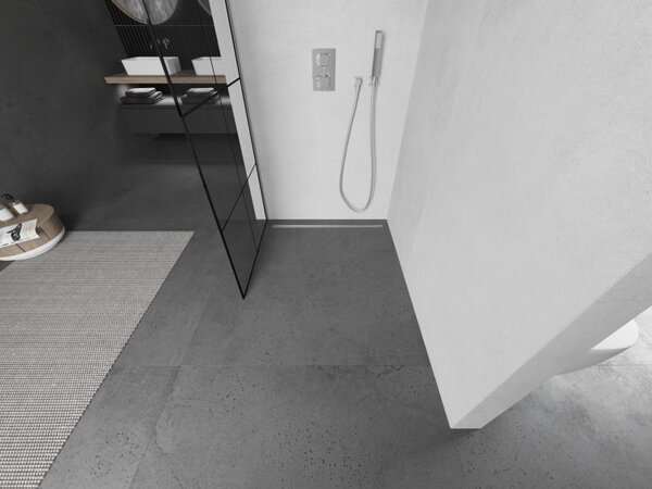 Paravan de dus Mexen Kioto 80x200 cm 8 mm, profil cromat, sticla neagra model 1, 800-080-101-01-77