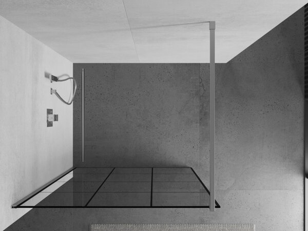 Paravan de dus Mexen Kioto 100x200 cm 8 mm, profil cromat, sticla neagra model 1, 800-100-101-01-77
