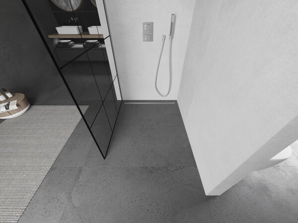 Paravan de dus Mexen Kioto 100x200 cm 8 mm, profil cromat, sticla neagra model 1, 800-100-101-01-77