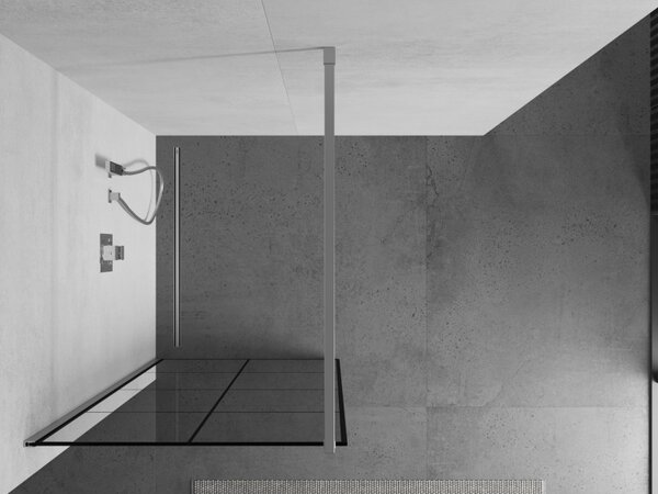 Paravan de dus Mexen Kioto 80x200 cm 8 mm, profil cromat, sticla neagra model 1, 800-080-101-01-77