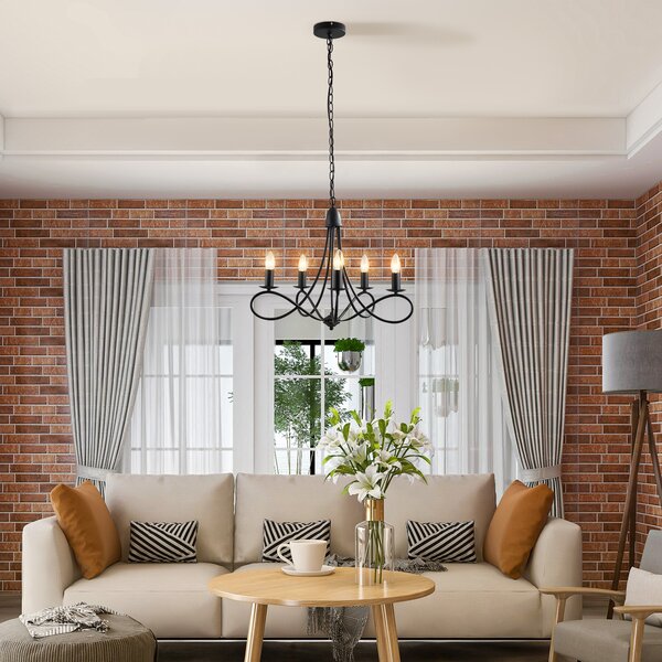 HOMCOM Lustră Suspendată Design Împletit, Candelabru Oțel cu 5 Brațe, Iluminat Elegant Sufragerie 158x45 cm, Negru | Aosom Romania