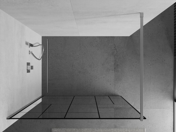 Paravan de dus Mexen Kioto 80x200 cm 8 mm, profil cromat, sticla neagra model 2, 800-080-101-01-78