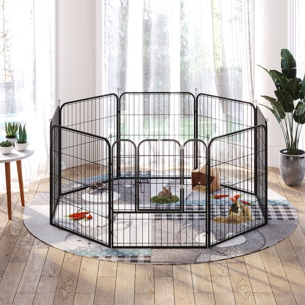 Tarc Modular PawHut pentru Animale, Ușor de Asamblat, Metal, 79x79 cm, Negru | Aosom Romania