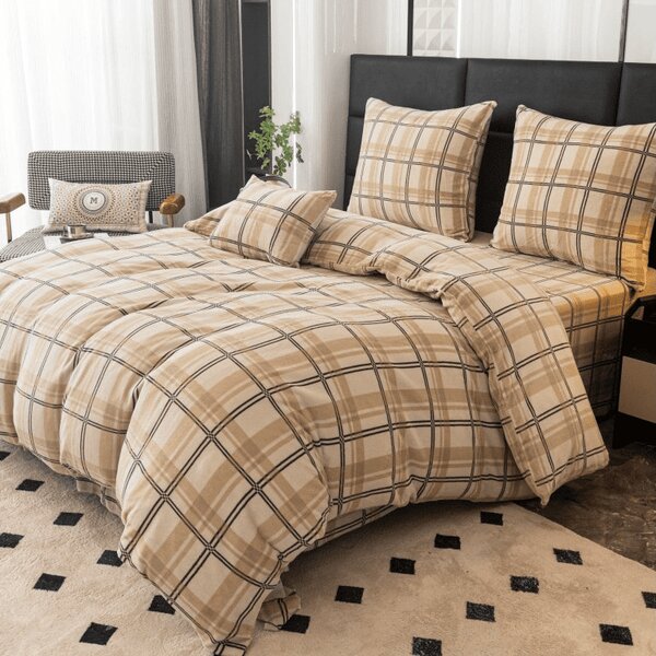 Lenjerie de pat microplush PLAID crem Dimensiunile lenjeriei: 2 buc 70 x 90 cm | 200 x 220 cm