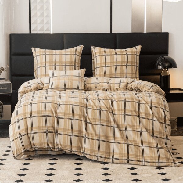 Lenjerie de pat microplush PLAID crem Dimensiunile lenjeriei: 2 buc 70 x 90 cm | 200 x 220 cm