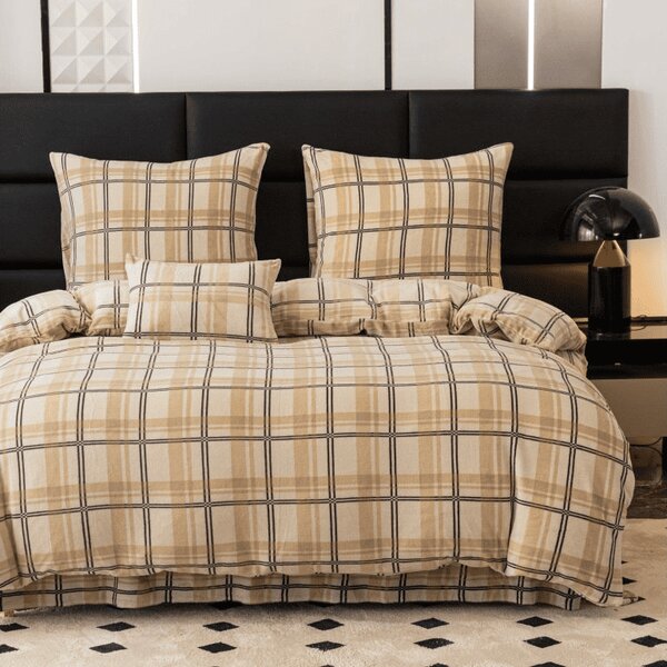 Lenjerie de pat microplush PLAID crem Dimensiunile lenjeriei: 2 buc 70 x 90 cm | 200 x 220 cm