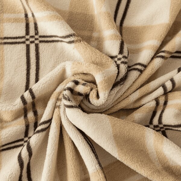 Lenjerie de pat microplush PLAID crem Dimensiunile lenjeriei: 2 buc 70 x 90 cm | 200 x 220 cm