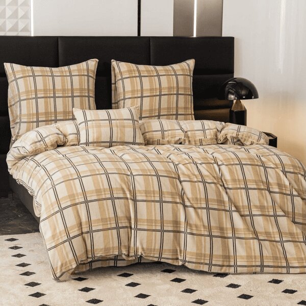 Lenjerie de pat microplush PLAID crem Dimensiunile lenjeriei: 2 buc 70 x 90 cm | 200 x 220 cm
