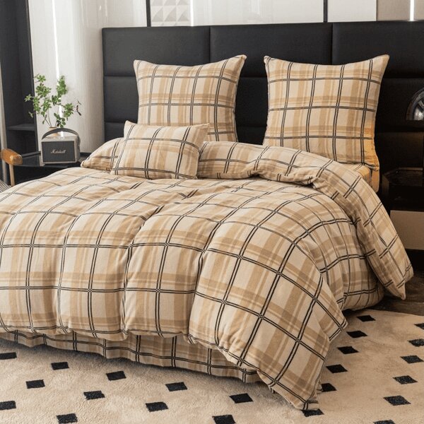 Lenjerie de pat microplush PLAID crem Dimensiunile lenjeriei: 2 buc 70 x 90 cm | 200 x 220 cm