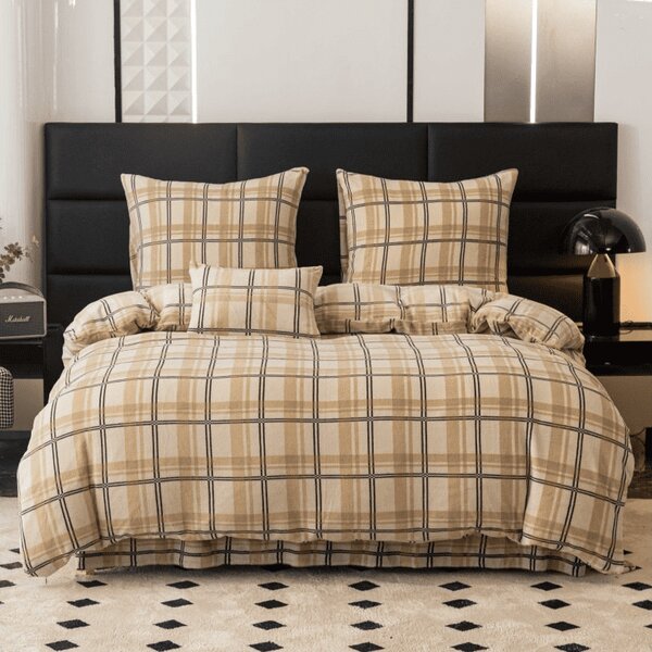 Lenjerie de pat microplush PLAID crem Dimensiunile lenjeriei: 2 buc 70 x 90 cm | 200 x 220 cm