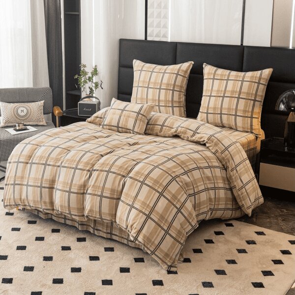 Lenjerie de pat microplush PLAID crem Dimensiunile lenjeriei: 2 buc 70 x 90 cm | 200 x 220 cm