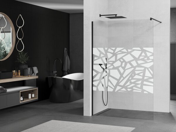 Perdeau de dus Mexen Kioto 110x200 cm 8 mm, model negru, alb, 800-110-101-70-85