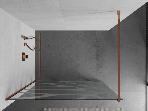 Mexen Kioto, paravan de dus 80x200 cm, sticla transparenta 8mm cu model alb, profil auriu roz, 800-080-101-60-85